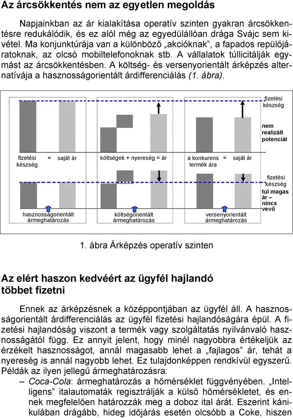 A költség- és versenyorientált árképzés alternatívája a hasznosságorientált árdifferenciálás (1. ábra).