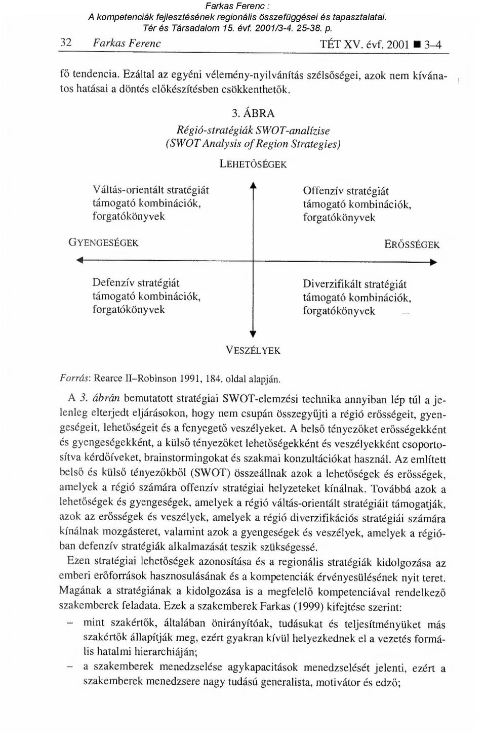 ÁBRA Régió-stratégiák SWOT-analízise (SWOT Analysis of Region Strategies) LEHETŐSÉGEK Váltás-orientált stratégiát támogató kombinációk, forgatókönyvek GYENGESÉGEK Offenzív stratégiát támogató