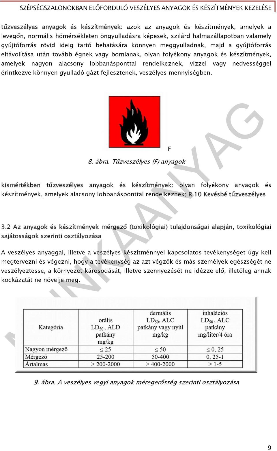 rendelkeznek, vízzel vagy nedvességgel érintkezve könnyen gyulladó gázt fejlesztenek, veszélyes mennyiségben. 8. ábra.