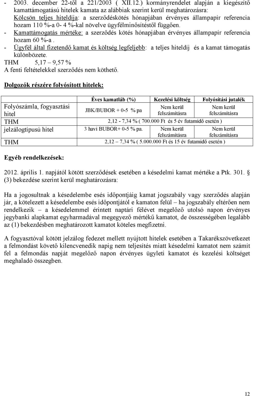 hozam 110 %-a 0-4 %-kal növelve ügyfélminısítéstıl függıen. - Kamattámogatás mértéke: a szerzıdés kötés hónapjában érvényes állampapír referencia hozam 60 %-a.