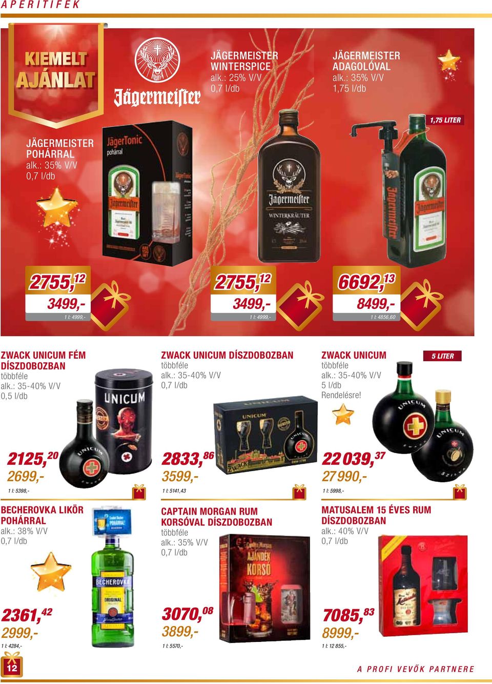 : 35-40% V/V Zwack Unicum alk.: 35-40% V/V 5 l/db Rendelésre!