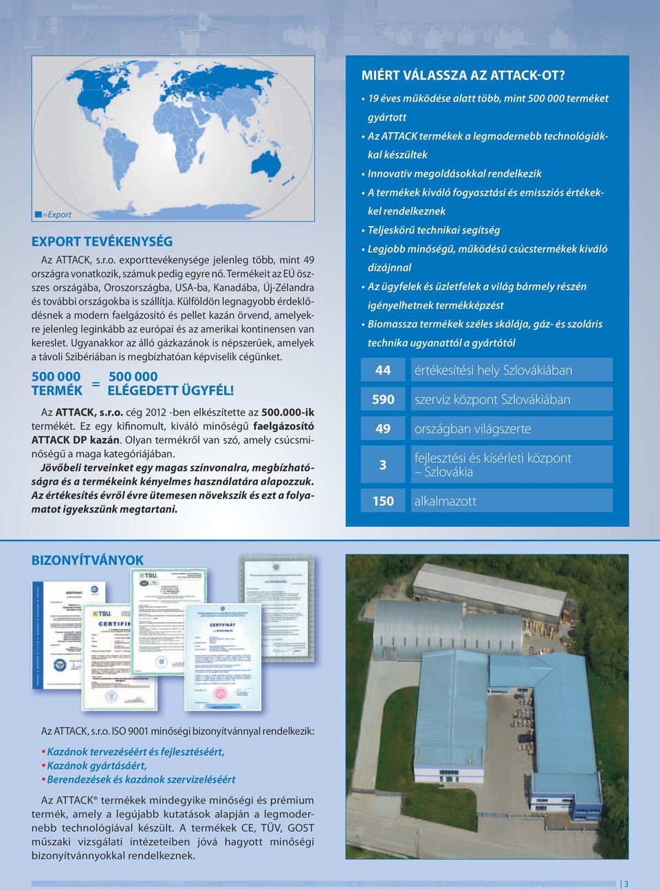 értékek=export EXPORT TEVÉKENYSÉG Az ATTACK, s.r.o. exporttevékenysége jelenleg több, mint 49 országra vonatkozik, számuk pedig egyre nő.
