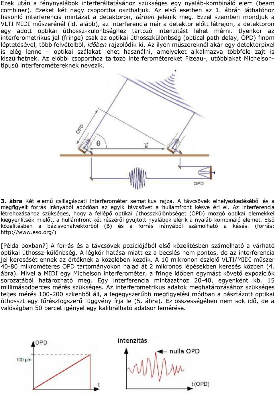 alább), az interferencia már a detektor előtt létrejön, a detektoron egy adott optikai úthossz-különbséghez tartozó intenzitást lehet mérni.