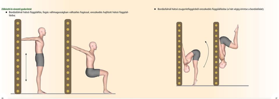 ereszkedés hajlított hátsó függőállásba; n Bordásfalnál hátsó