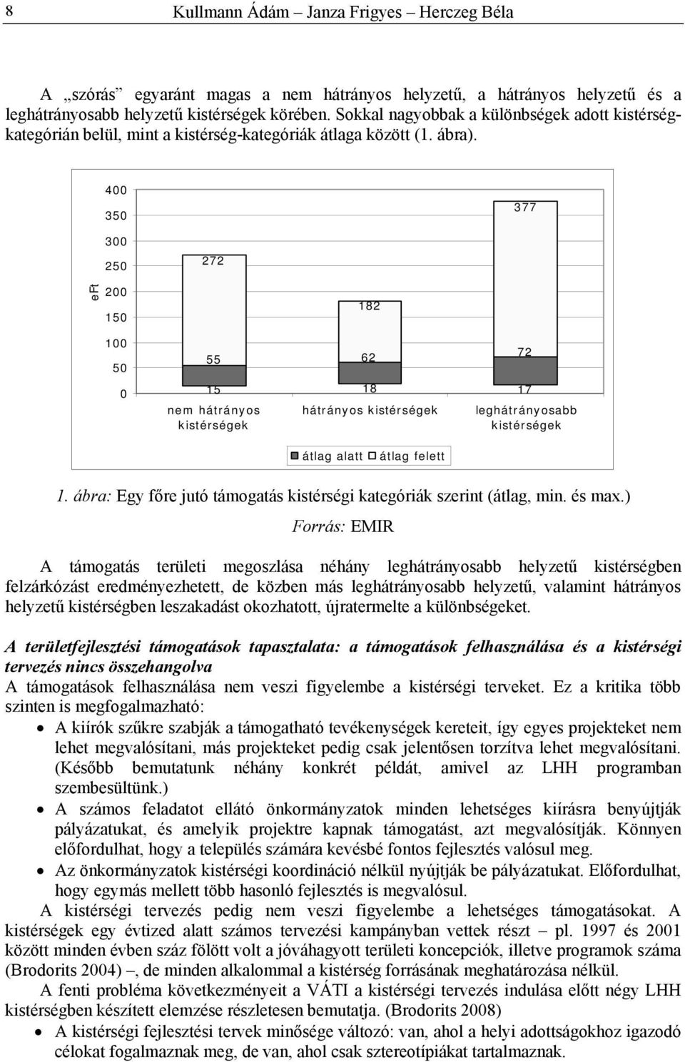 400 350 377 300 250 272 eft 200 150 100 50 0 55 182 62 15 18 17 nem hátrányos kistérségek hátrányos kistérségek 72 leghátrányosabb kistérségek átlag alatt átlag felett 1.