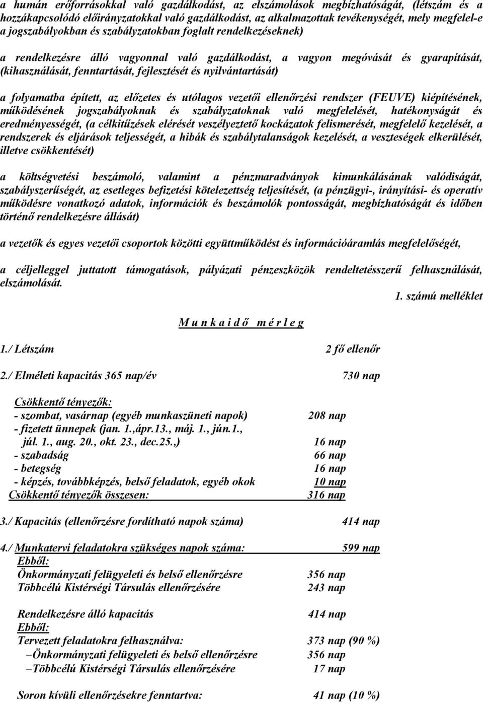 nyilvántartását) a folyamatba épített, az előzetes és utólagos vezetői ellenőrzési rendszer (FEUVE) kiépítésének, működésének jogszabályoknak és szabályzatoknak való megfelelését, hatékonyságát és