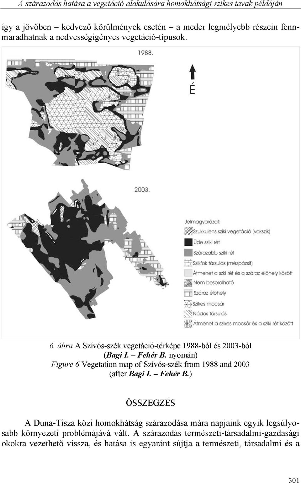 nyomán) Figure 6 Vegetation map of Szívós-szék from 1988 and 2003 (after Bagi I. Fehér B.