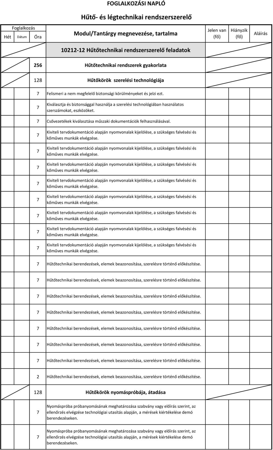 Kiválasztja és biztonsággal használja a szerelési technológiában használatos szerszámokat, eszközöket. Csővezetékek kiválasztása műszaki dokumentációk felhasználásával.