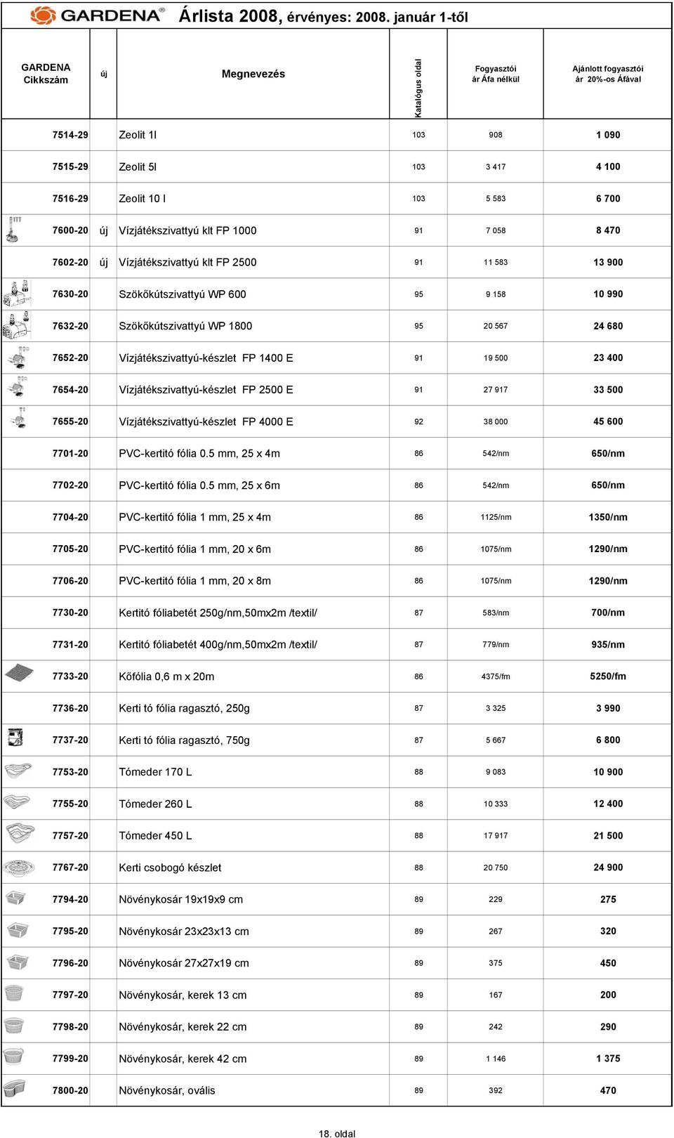 Vízjátékszivattyú-készlet FP 2500 E 91 27 917 33 500 7655-20 Vízjátékszivattyú-készlet FP 4000 E 92 38 000 45 600 7701-20 PVC-kertitó fólia 0.