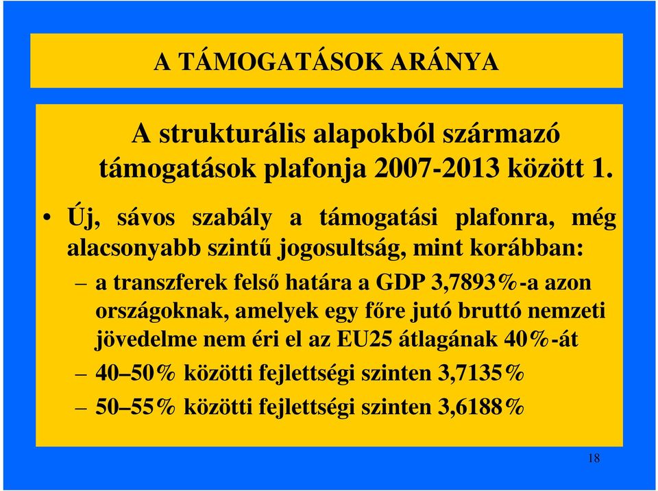 transzferek felső határa a GDP 3,7893%-a azon országoknak, amelyek egy főre jutó bruttó nemzeti