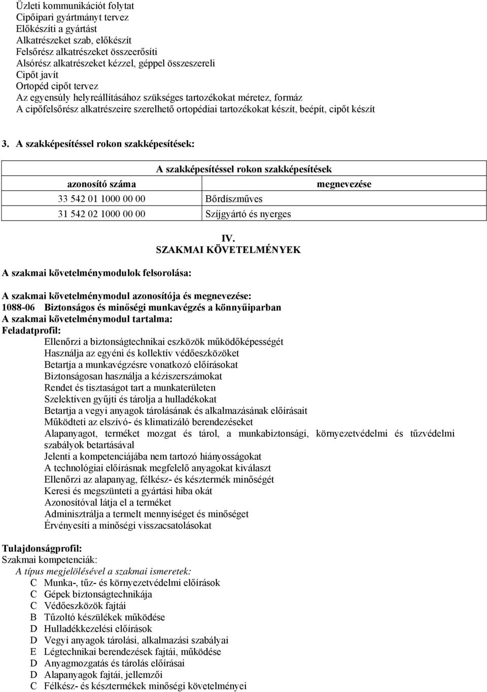 A szakképesítéssel rokon szakképesítések: A szakképesítéssel rokon szakképesítések azonosító száma megnevezése 33 542 01 1000 00 00 Bőrdíszműves 31 542 02 1000 00 00 Szíjgyártó és nyerges A szakmai