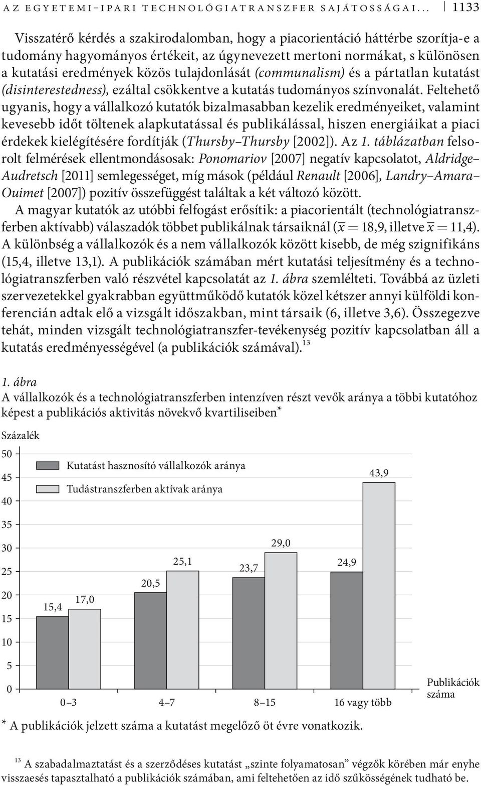 tulajdonlását (communalism) és a pártatlan kutatást (disinterestedness), ezáltal csökkentve a kutatás tudományos színvonalát.