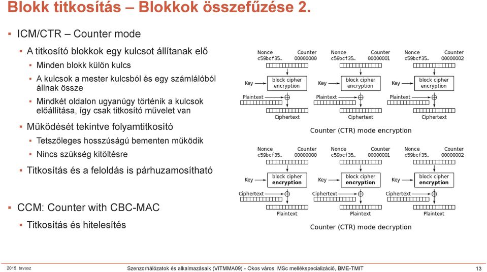 össze Mindkét oldalon ugyanúgy történik a kulcsok előállítása, így csak titkosító művelet van Működését tekintve folyamtitkosító Tetszőleges