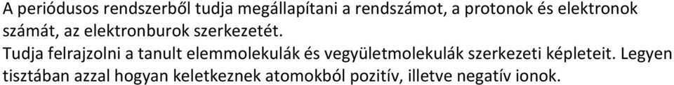 Tudja felrajzolni a tanult elemmolekulák és vegyületmolekulák szerkezeti