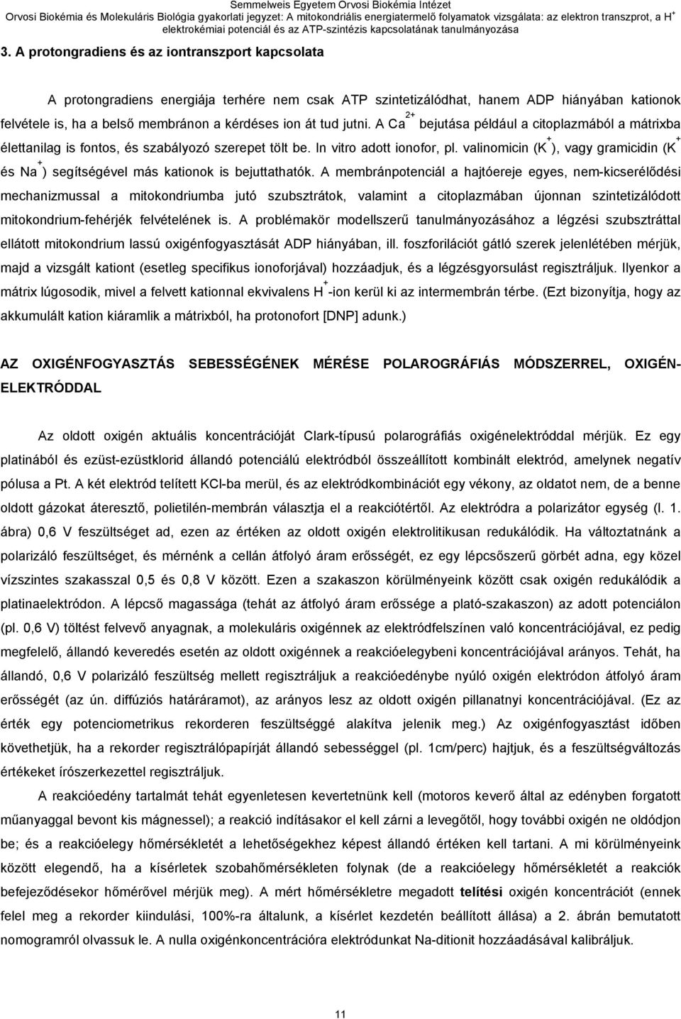 valinomicin (K + ), vagy gramicidin (K + és Na + ) segítségével más kationok is bejuttathatók.