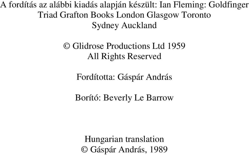 Auckland Glidrose Productions Ltd 1959 All Rights Reserved