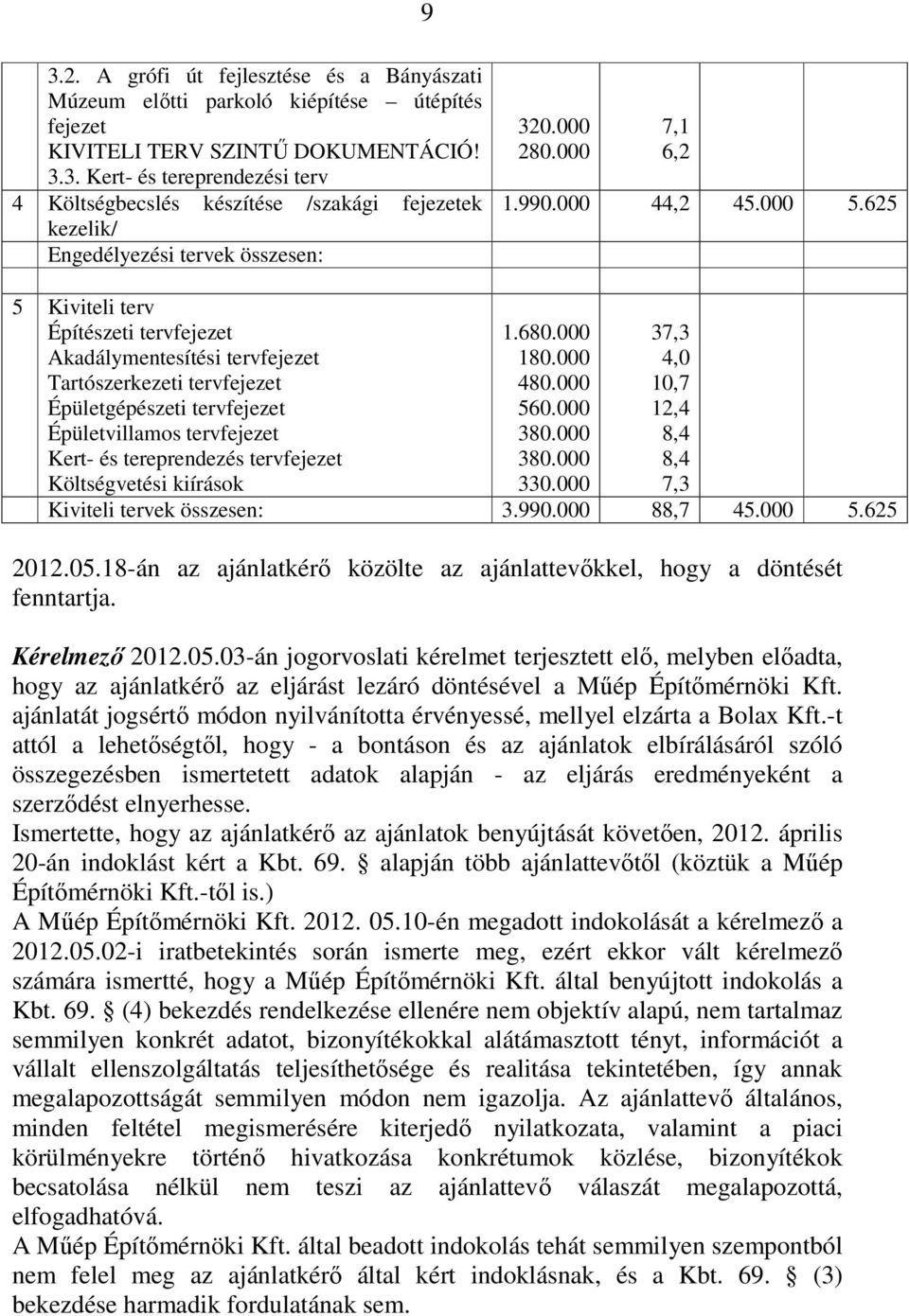 625 5 Kiviteli terv Építészeti tervfejezet Akadálymentesítési tervfejezet Tartószerkezeti tervfejezet Épületgépészeti tervfejezet Épületvillamos tervfejezet Kert- és tereprendezés tervfejezet