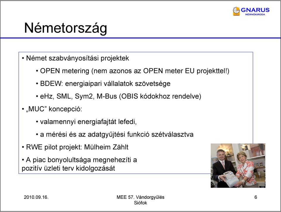 ) BDEW: energiaipari vállalatok szövetsége ehz, SML, Sym2, M-Bus (OBIS kódokhoz rendelve) MUC