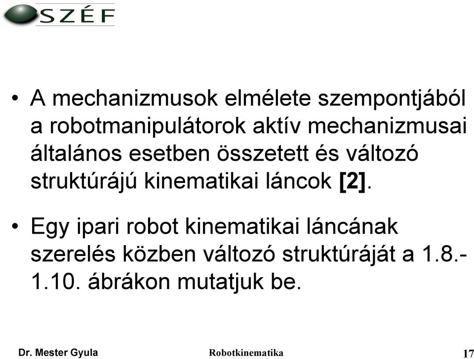 kinematikai láncok [2].