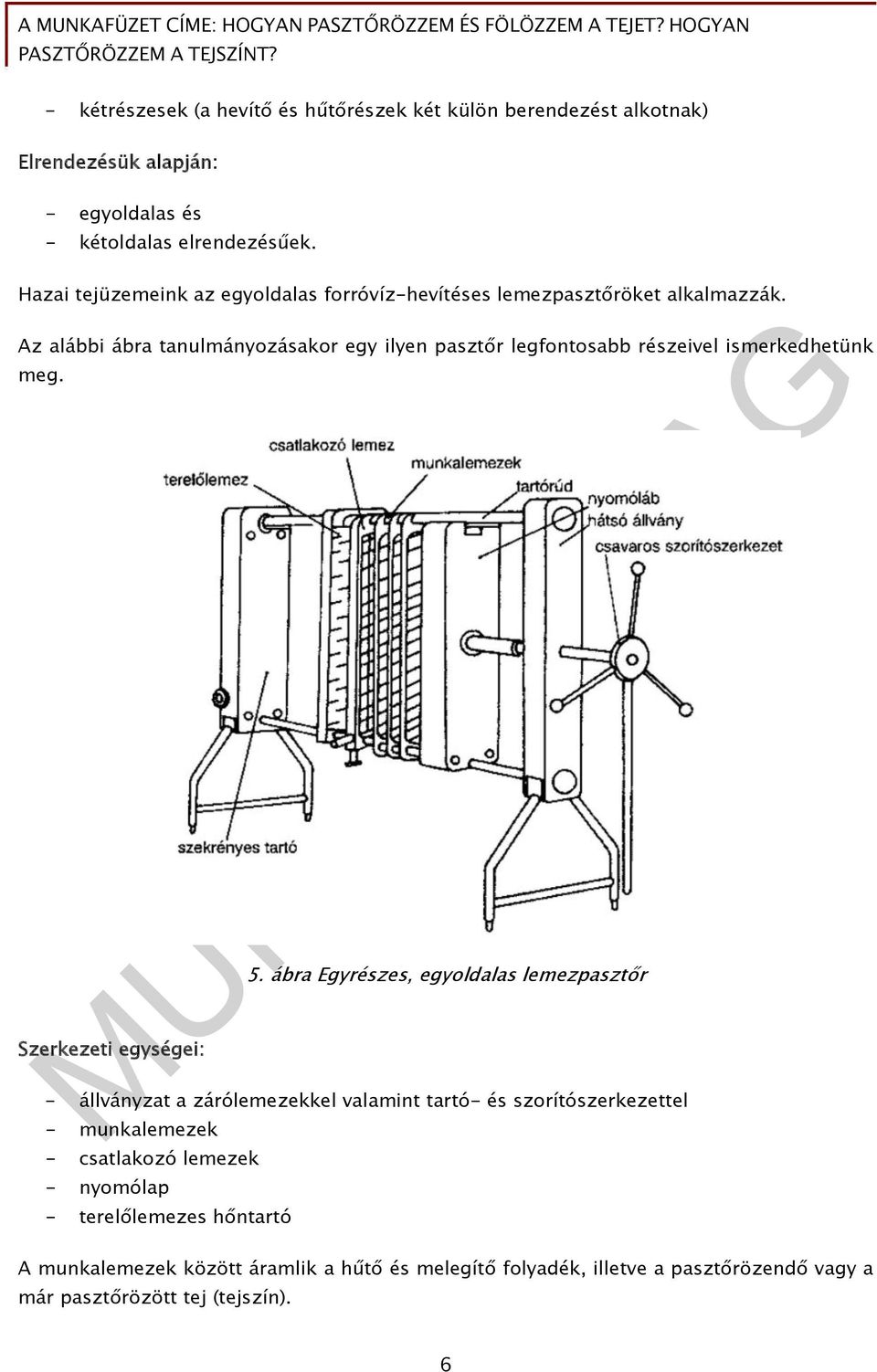 Az alábbi ábra tanulmányozásakor egy ilyen pasztőr legfontosabb részeivel ismerkedhetünk meg. Szerkezeti egységei: 5.
