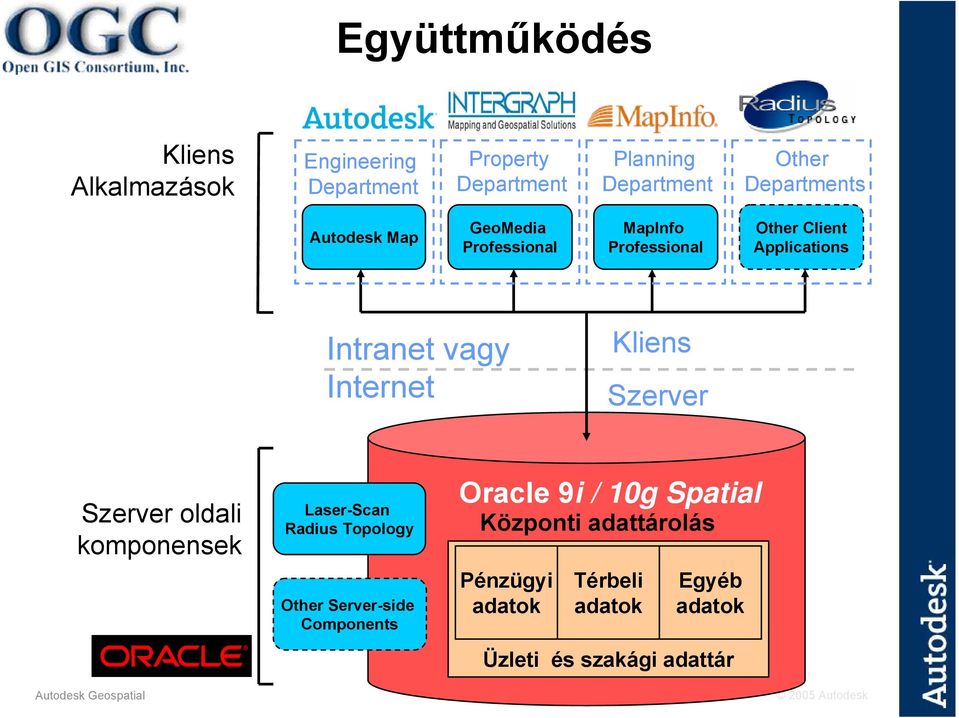 Internet Kliens Szerver Szerver oldali komponensek Laser-Scan Radius Topology Other Server-side Components Oracle