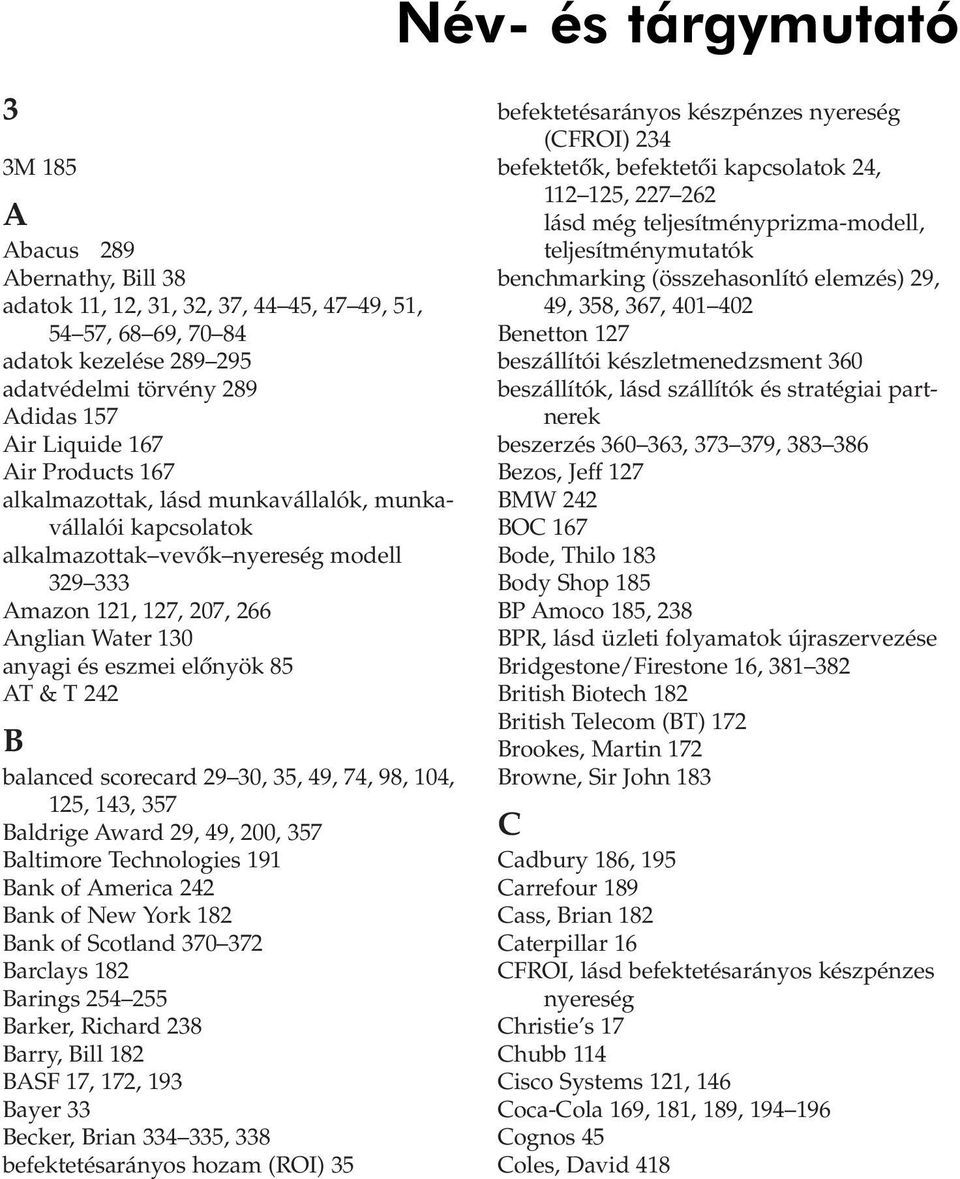 AT & T 242 B balanced scorecard 29 30, 35, 49, 74, 98, 104, 125, 143, 357 Baldrige Award 29, 49, 200, 357 Baltimore Technologies 191 Bank of America 242 Bank of New York 182 Bank of Scotland 370 372