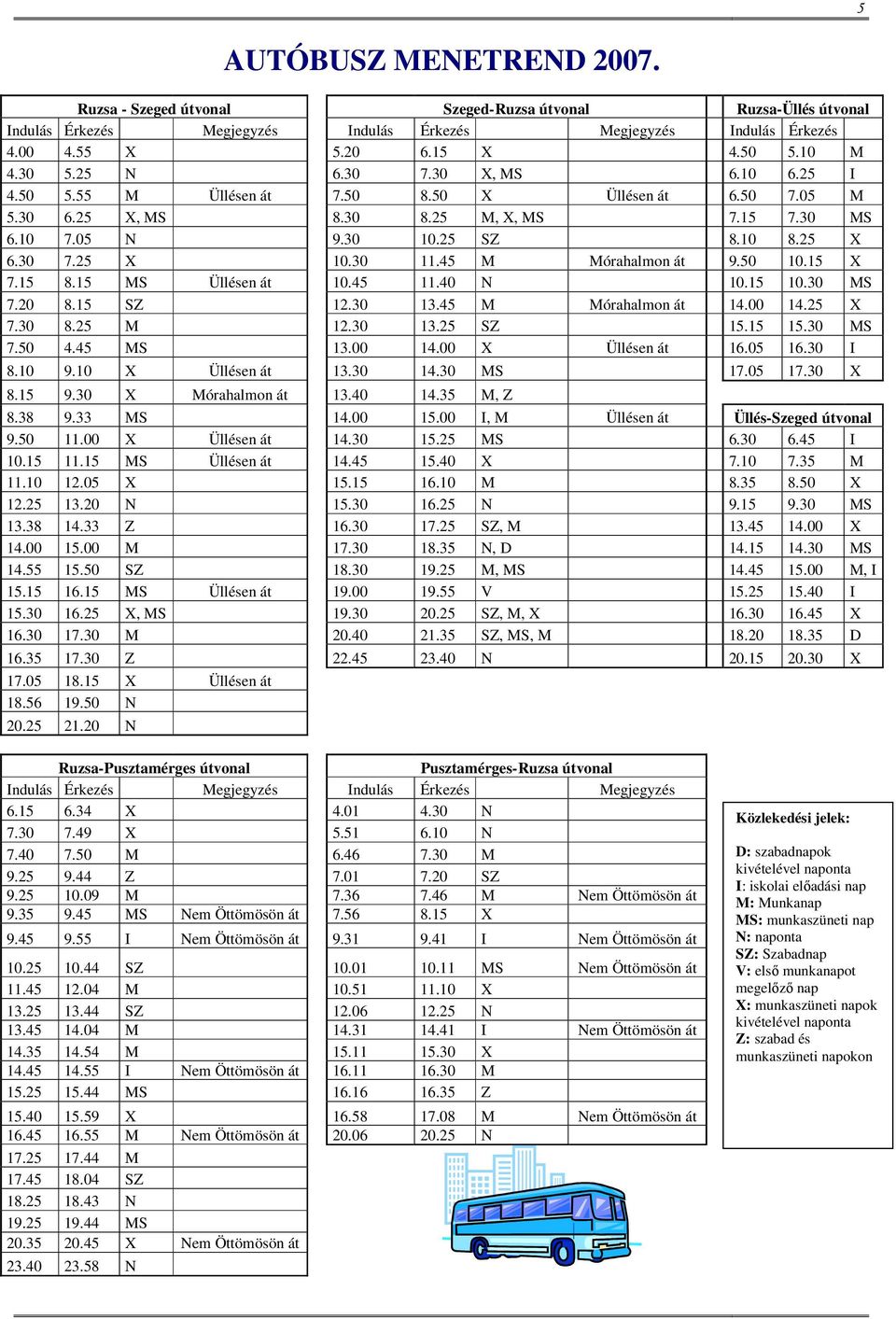 30 11.45 M Mórahalmon át 9.50 10.15 X 7.15 8.15 MS Üllésen át 10.45 11.40 N 10.15 10.30 MS 7.20 8.15 SZ 12.30 13.45 M Mórahalmon át 14.00 14.25 X 7.30 8.25 M 12.30 13.25 SZ 15.15 15.30 MS 7.50 4.