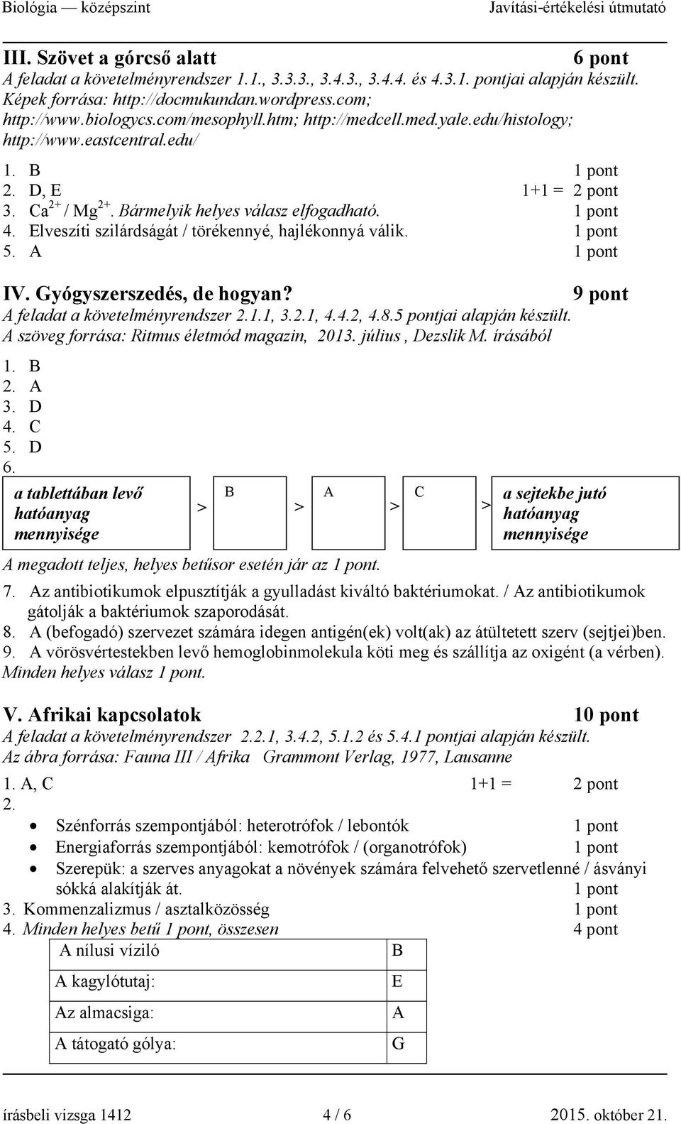 Elveszíti szilárdságát / törékennyé, hajlékonnyá válik. 5. A IV. Gyógyszerszedés, de hogyan? 9 pont A feladat a követelményrendszer 2.1.1, 3.2.1, 4.4.2, 4.8.5 pontjai alapján készült.