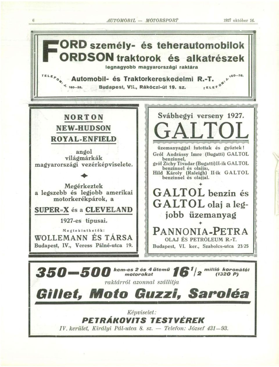 Automobil- és Traktorkereskedelmi R.-T..» \80 38. lllllllllllllllllg 180-38. Budapest, V!!., Rákóczi-út 19. sz.