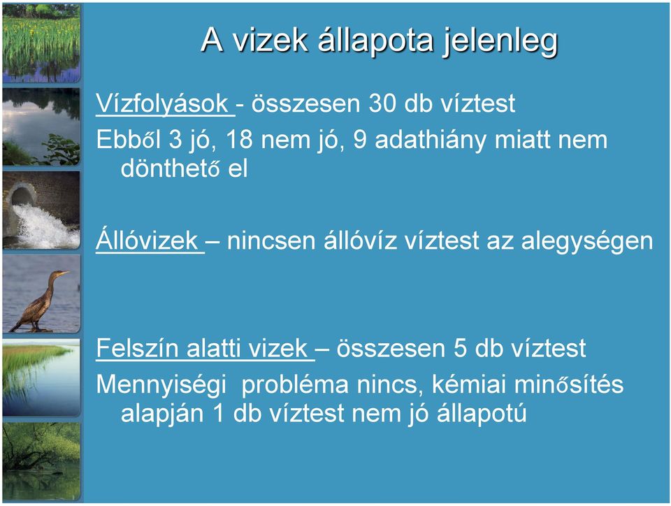 az alegységen Felszín alatti vizek összesen 5 db víztest