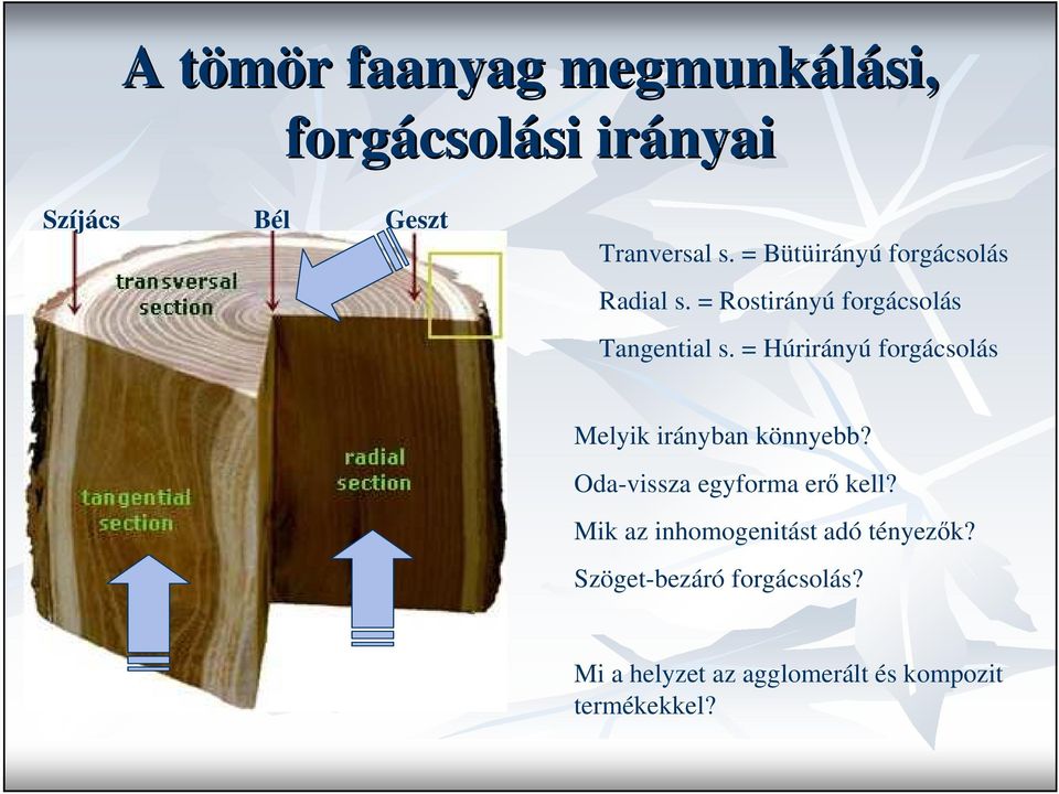 = Húrirányú forgácsolás Melyik irányban könnyebb? Oda-vissza egyforma erı kell?