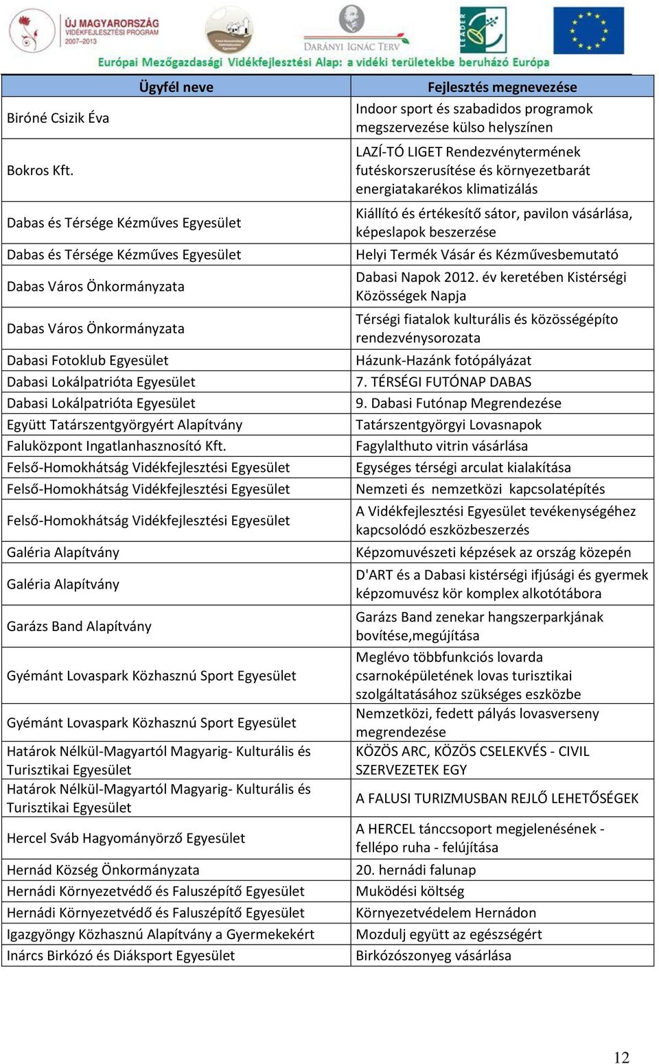 Lokálpatrióta Egyesület Együtt Tatárszentgyörgyért Alapítvány Faluközpont Ingatlanhasznosító Kft.