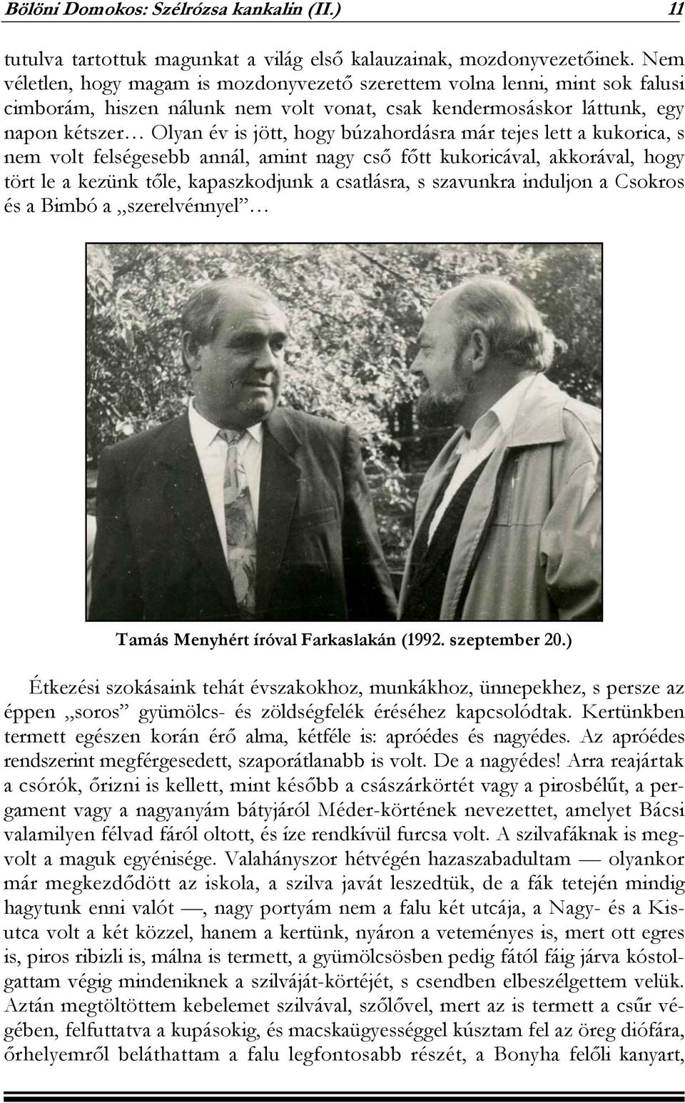 búzahordásra már tejes lett a kukorica, s nem volt felségesebb annál, amint nagy cső főtt kukoricával, akkorával, hogy tört le a kezünk tőle, kapaszkodjunk a csatlásra, s szavunkra induljon a Csokros