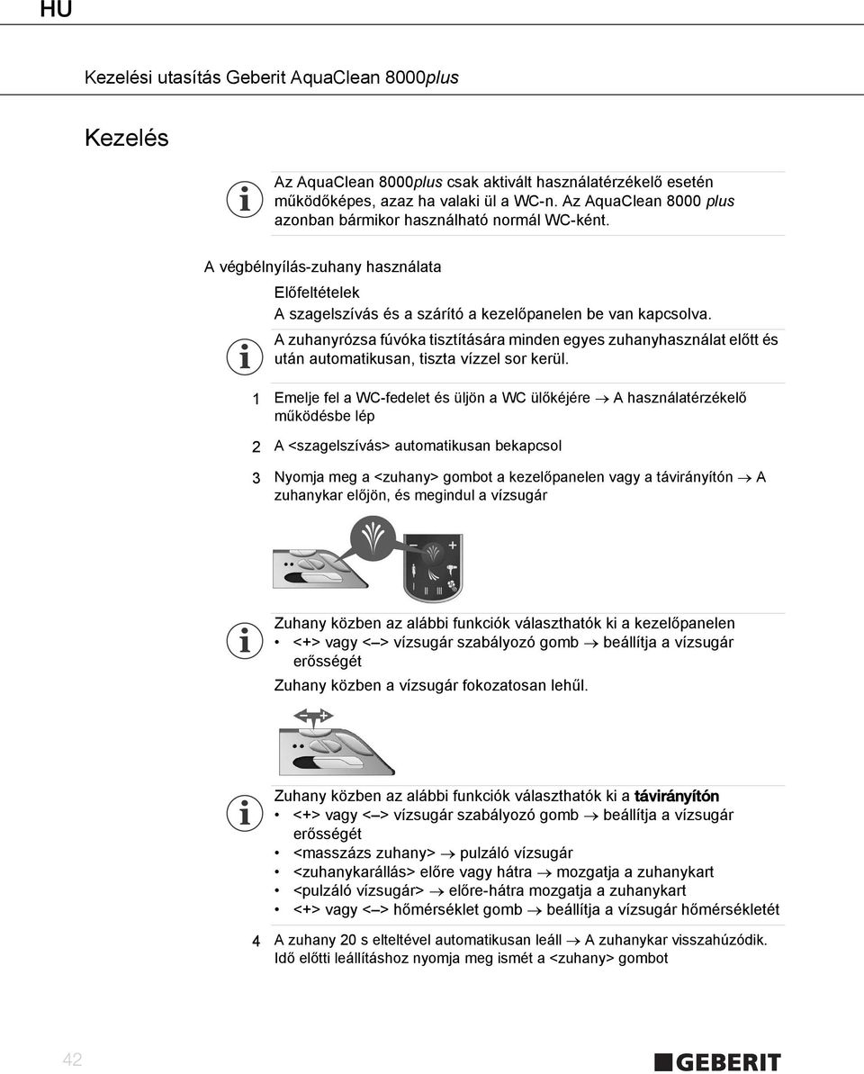 A zuhanyrózsa fúvóka tisztítására minden egyes zuhanyhasználat előtt és után automatikusan, tiszta vízzel sor kerül.