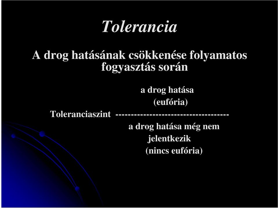 (eufória) Toleranciaszint