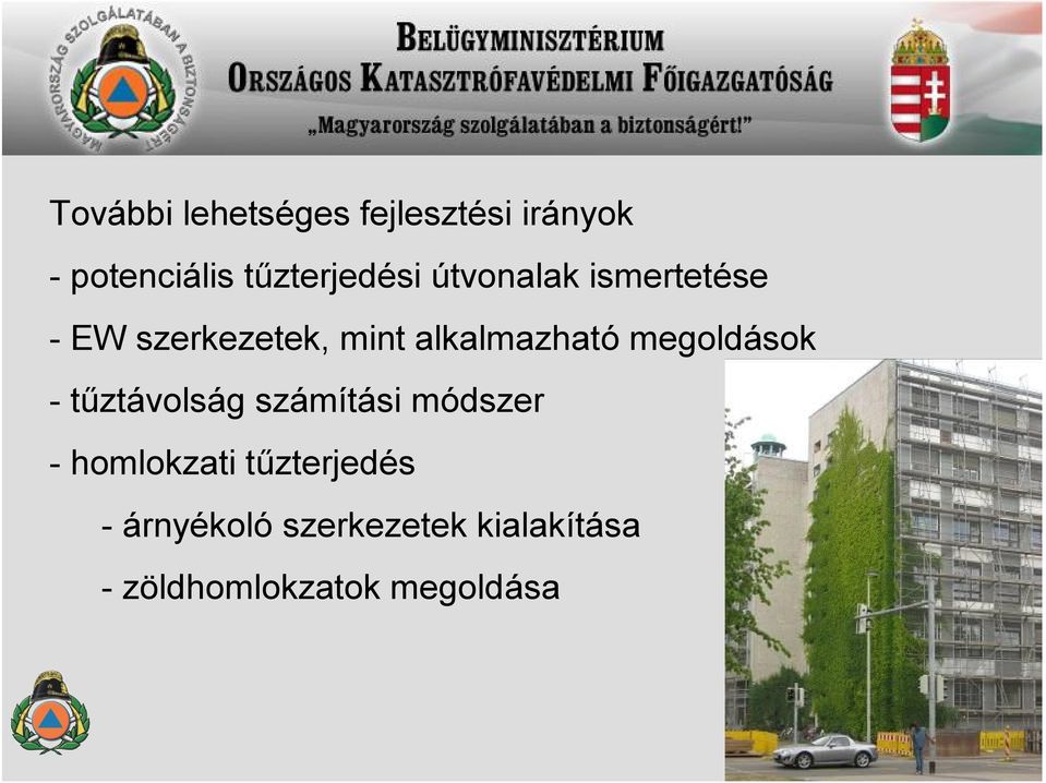 alkalmazható megoldások - tűztávolság számítási módszer -