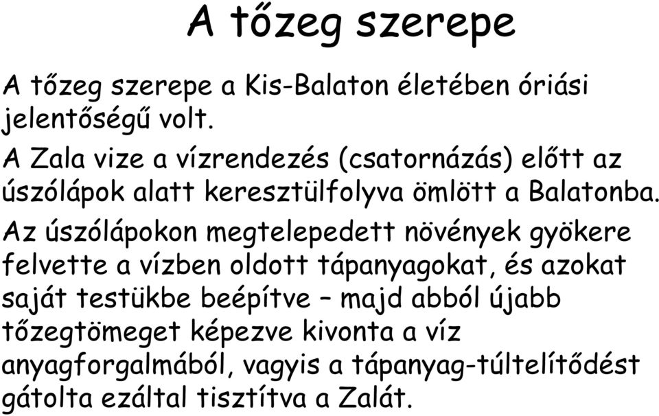 Az úszólápokon megtelepedett növények gyökere felvette a vízben oldott tápanyagokat, és azokat saját