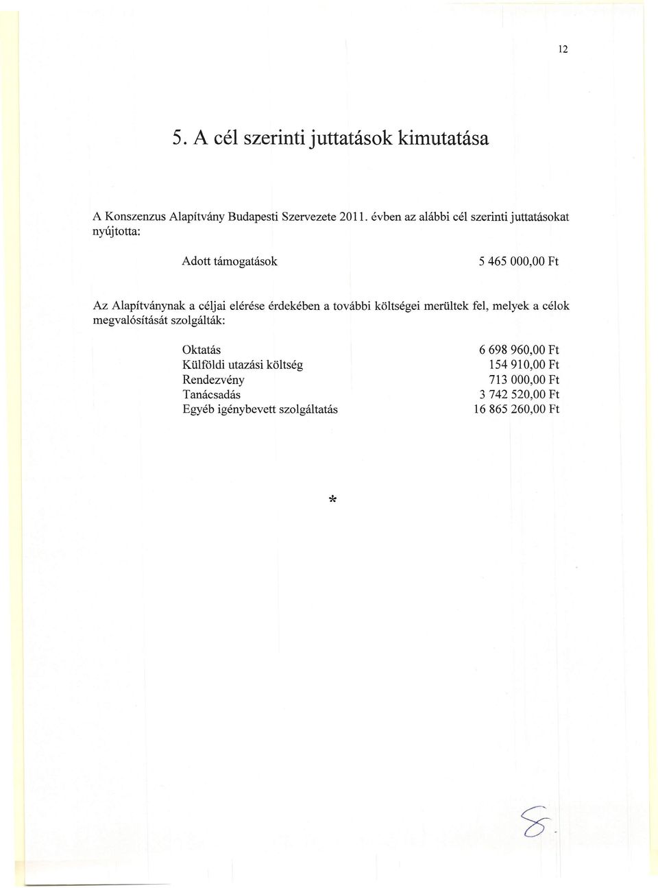 elérése érdekében a további költségei merültek fel, melyek a célok megvalósítását szolgálták: Oktatás Külföldi