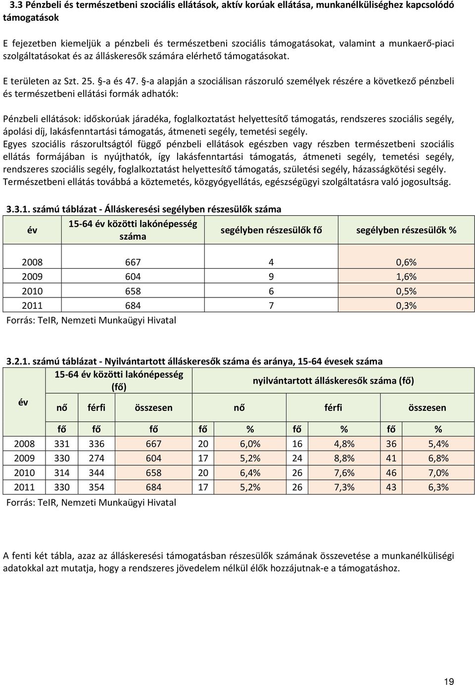 -a alapján a szociálisan rászoruló személyek részére a következő pénzbeli és természetbeni ellátási formák adhatók: Pénzbeli ellátások: időskorúak járadéka, foglalkoztatást helyettesítő támogatás,