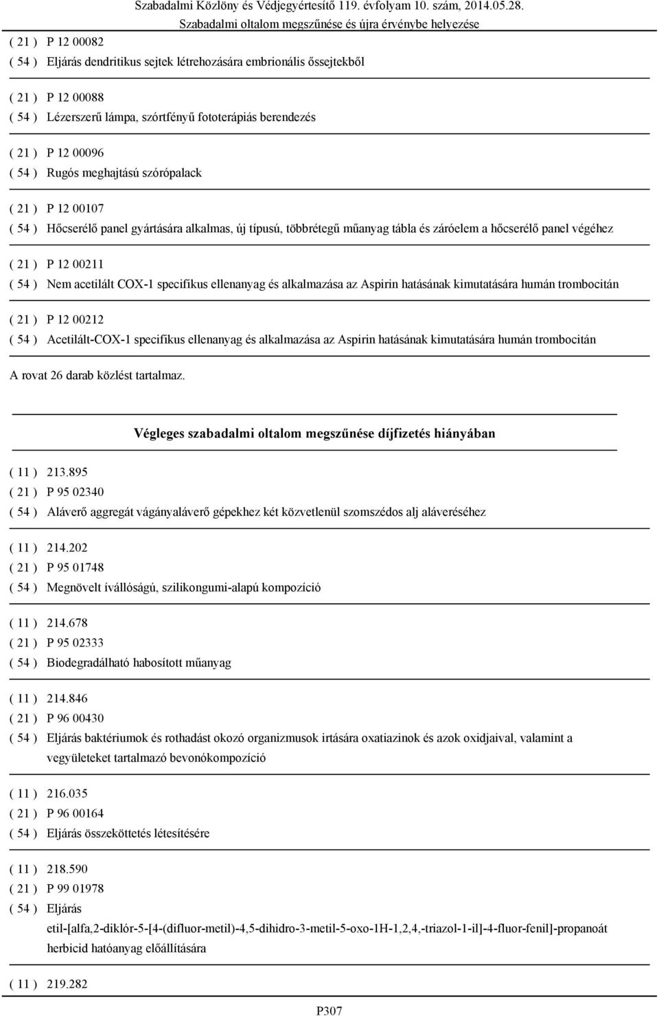 COX-1 specifikus ellenanyag és alkalmazása az Aspirin hatásának kimutatására humán trombocitán ( 21 ) P 12 00212 ( 54 ) Acetilált-COX-1 specifikus ellenanyag és alkalmazása az Aspirin hatásának