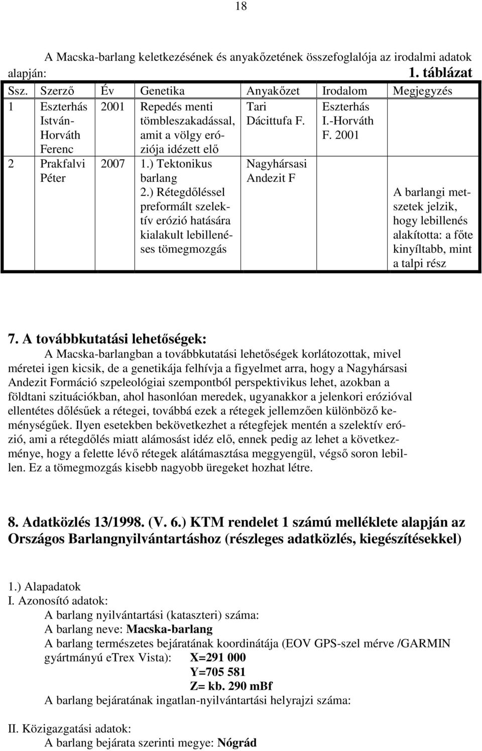 2001 2 Prakfalvi Péter 2007 1.) Tektonikus barlang 2.