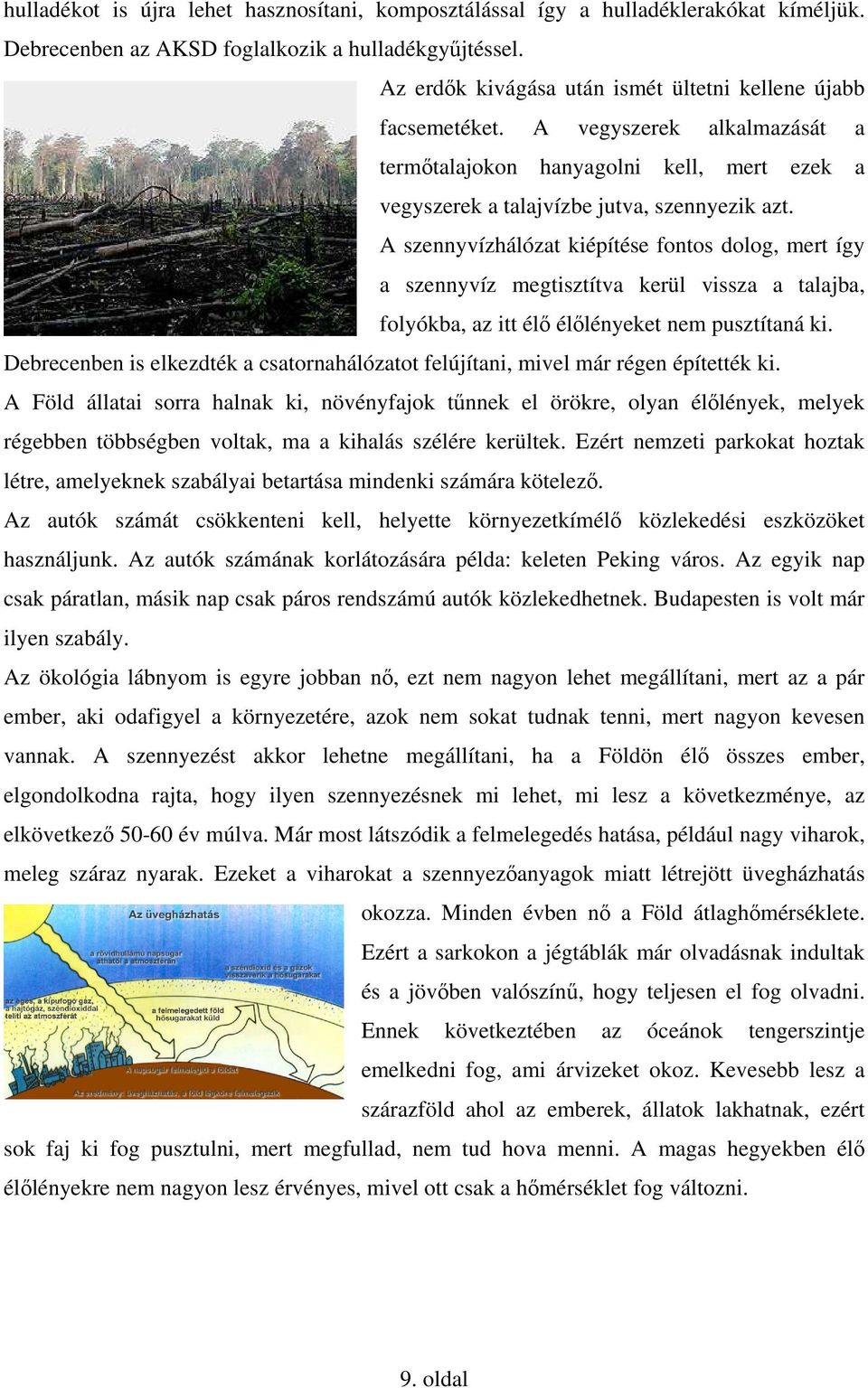 A szennyvízhálózat kiépítése fontos dolog, mert így a szennyvíz megtisztítva kerül vissza a talajba, folyókba, az itt élő élőlényeket nem pusztítaná ki.