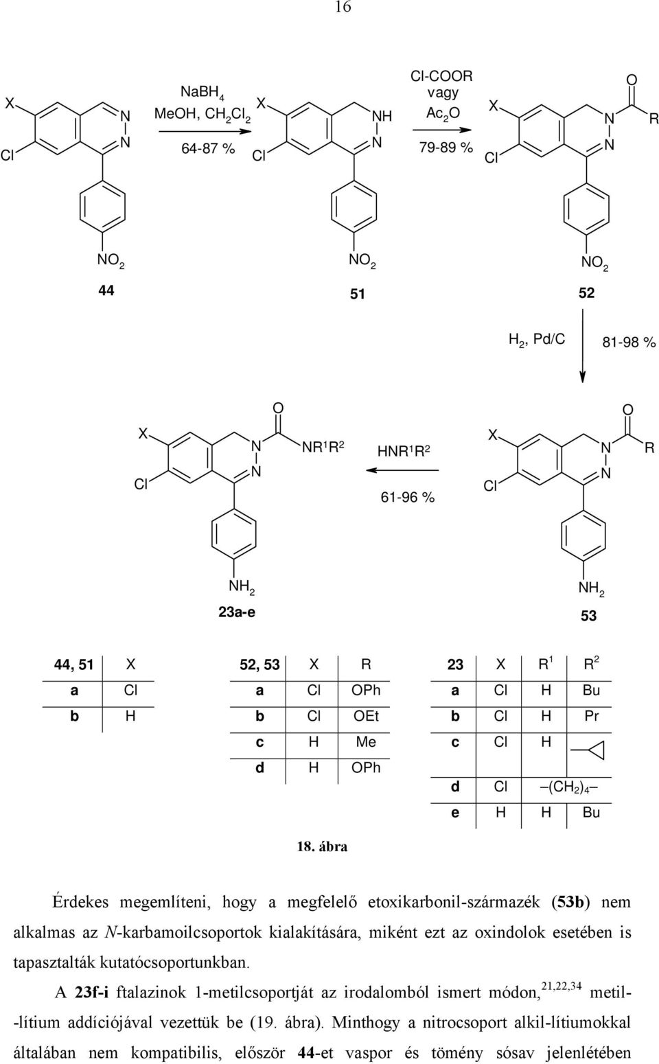 ábra 23 X R 1 R 2 a H Bu b H Pr c H d (CH 2 ) 4 e H H Bu Érdekes megemlíteni, hogy a megfelelő etoxikarbonil-származék (53b) nem alkalmas az -karbamoilcsoportok