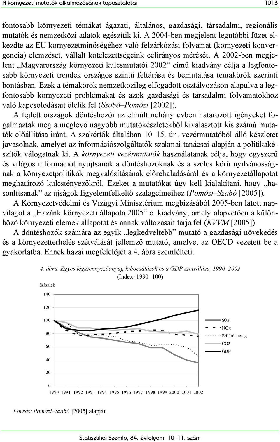 A 2002-ben megjelent Magyarország környezeti kulcsmutatói 2002 című kiadvány célja a legfontosabb környezeti trendek országos szintű feltárása és bemutatása témakörök szerinti bontásban.