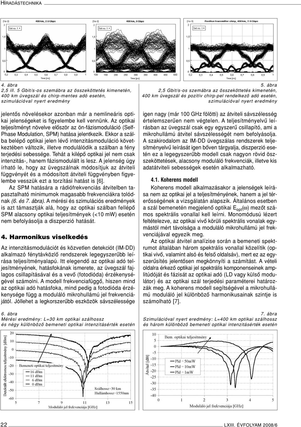 Az optikai teljesítményt növelve elôször az ön-fázismoduláció (Self- Phase Modulation, SPM) hatása jelentkezik.