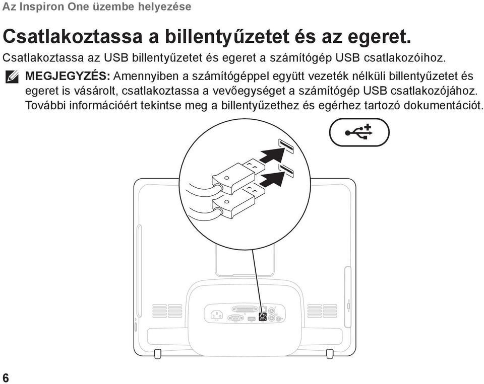 MEGJEGYZÉS: Amennyiben a számítógéppel együtt vezeték nélküli billentyűzetet és egeret is vásárolt,