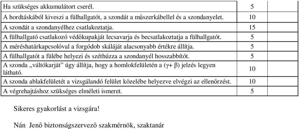 5 A fülhallgatót a fülébe helyezi és széthúzza a szondanyél hosszabbítót. 5 A szonda váltókarját úgy állítja, hogy a homlokfelületén a (γ+ β) jelzés legyen látható.