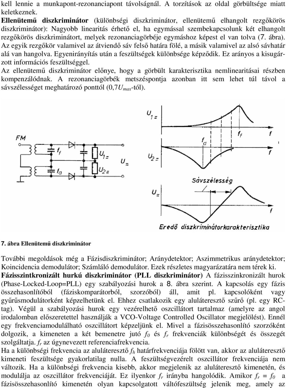 elyek rezonanciagörbéje egyáshoz képest el an tola (7. ábra). Az egyik rezgőkör alaiel az átiendő sá felső határa fölé, a ásik alaiel az alsó sáhatár alá an hangola.