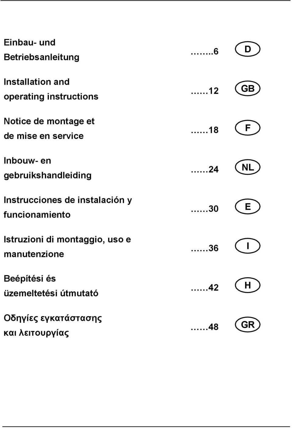 service 18 F Inbouw- en gebruikshandleiding 24 NL Instrucciones de instalación y