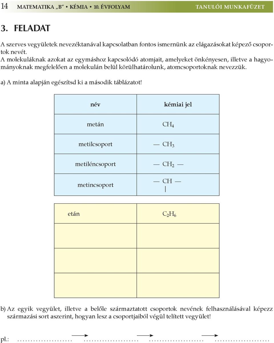 a) A minta alapján egészítsd ki a második táblázatot!